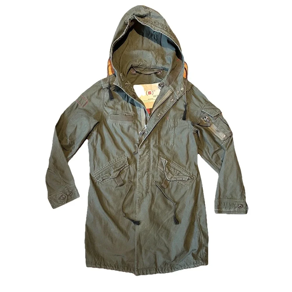 Vintage‎ Gap Project Red Military Fishtail Parka Jacket Mens XS Green Y2K Unisex